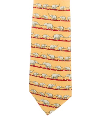 Hermès Elephant With Pattern print Tie
