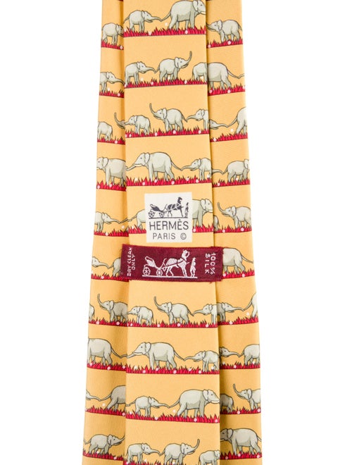 Hermès Elephant With Pattern print Tie