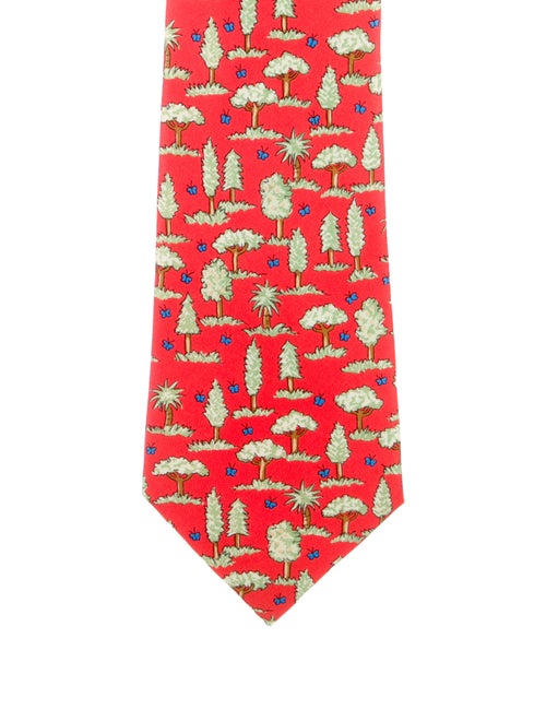 Hermès Tree Pattern Print Tie