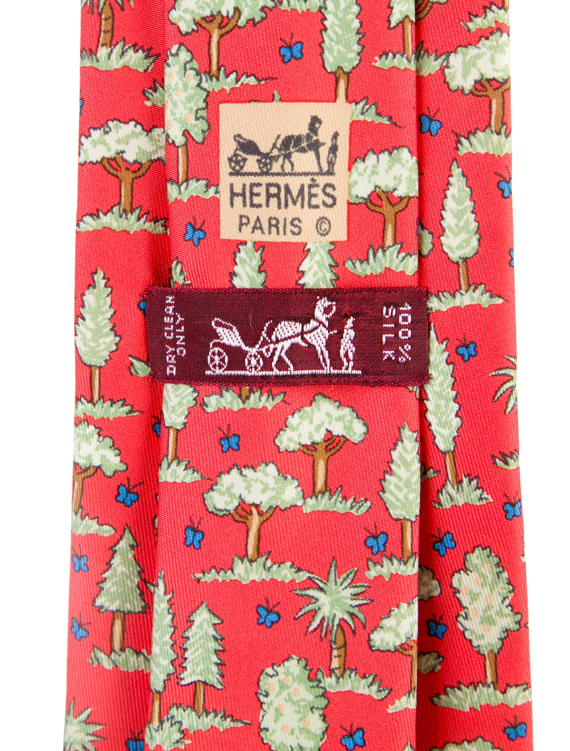 Hermès Tree Pattern Print Tie