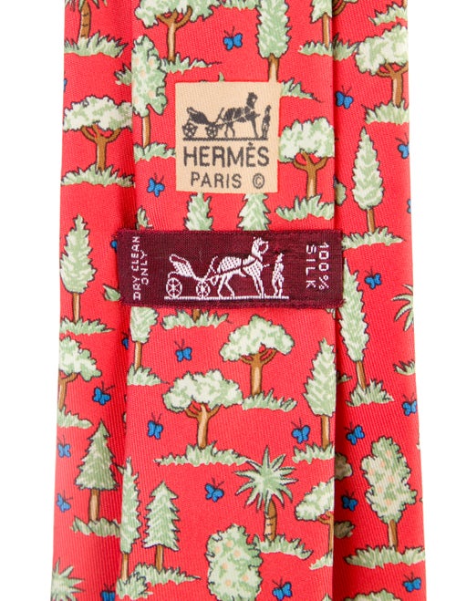 Hermès Tree Pattern Print Tie