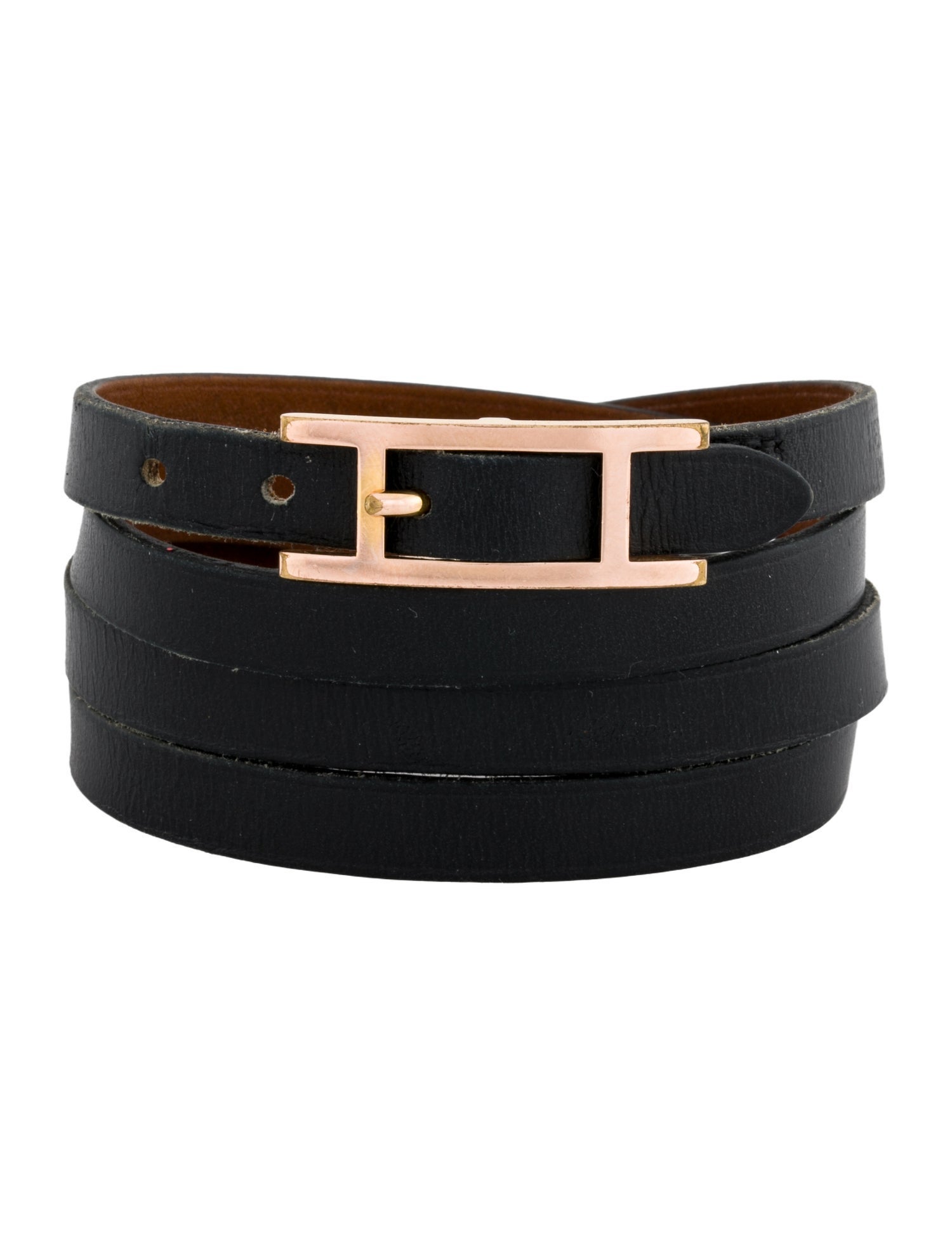 Hermès Leather Behapi Double Tour Bracelet