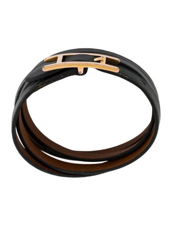 Hermès Leather Behapi Double Tour Bracelet