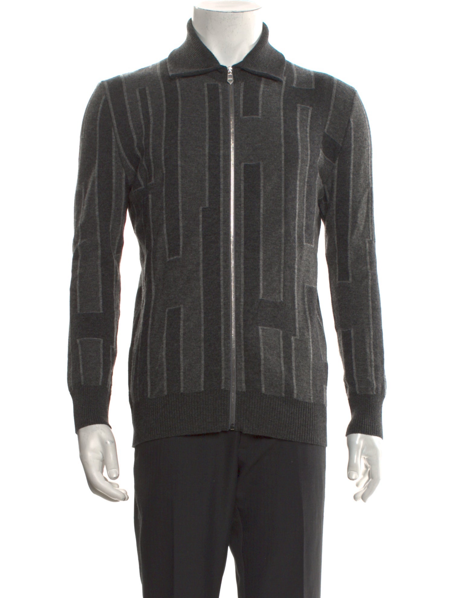 Hermès Striped Mock Neck Cardigan