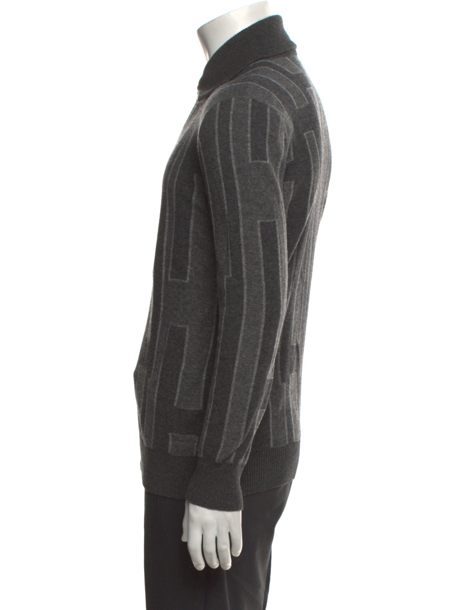 Hermès Striped Mock Neck Cardigan