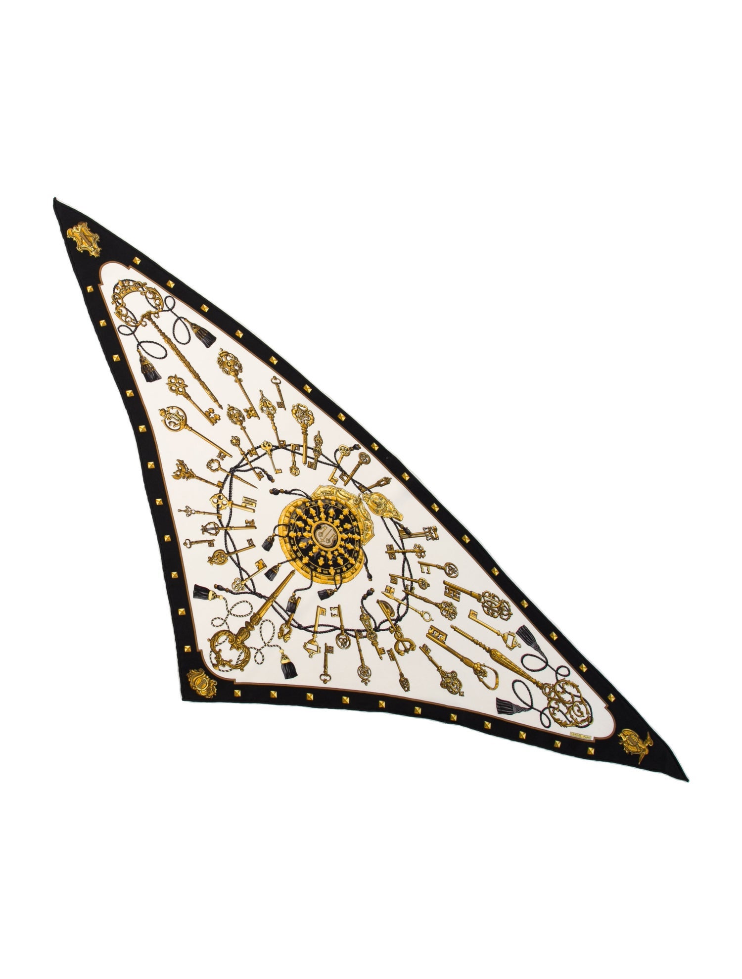 Hermès Les Clés Silk Triangle Scarf