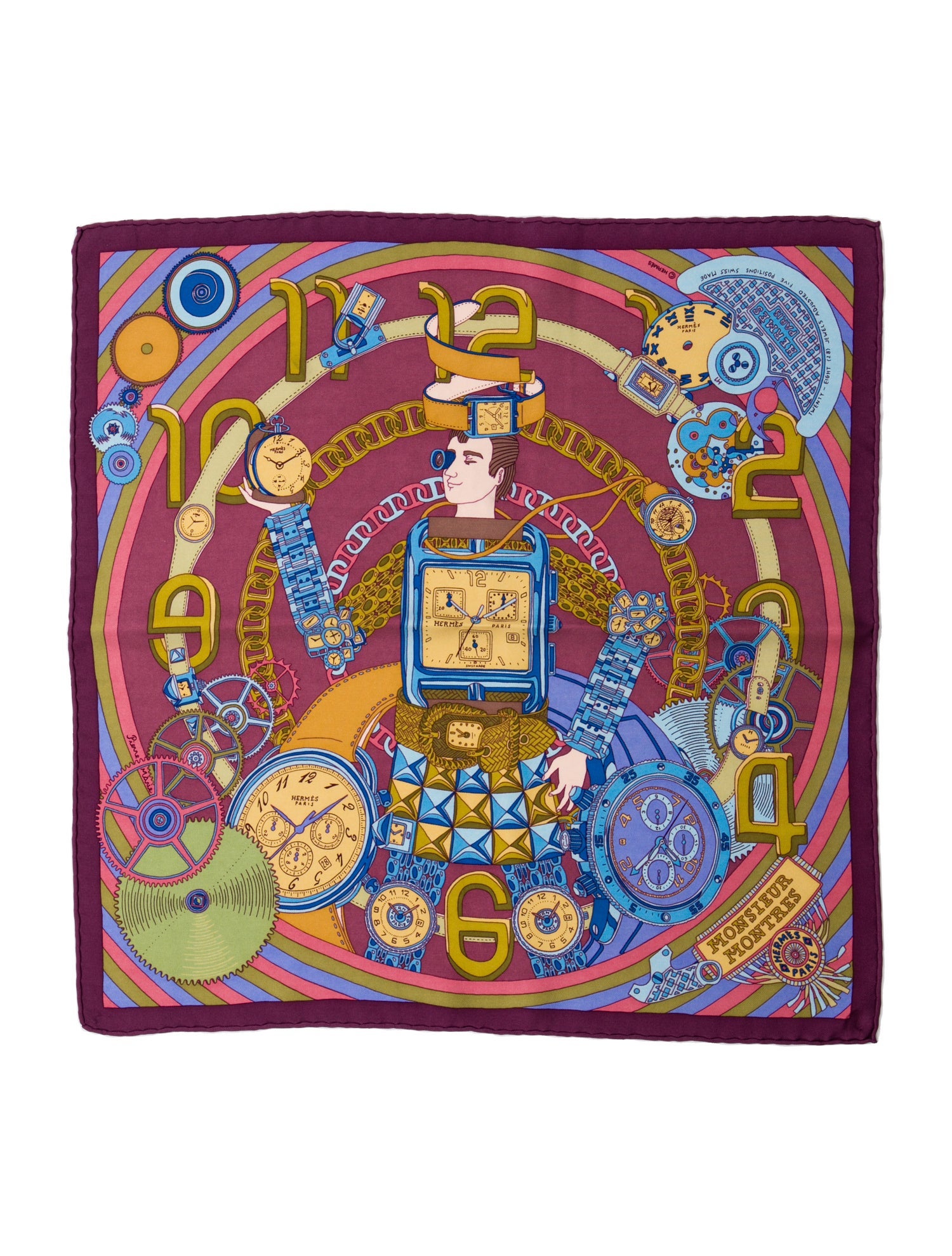 Hermès Monsieur Montres Silk Scarf