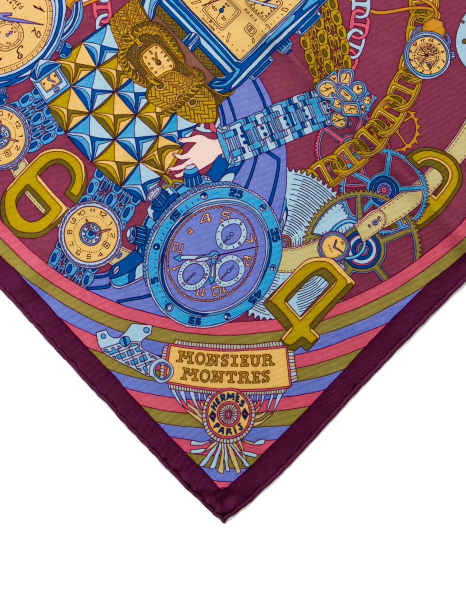 Hermès Monsieur Montres Silk Scarf