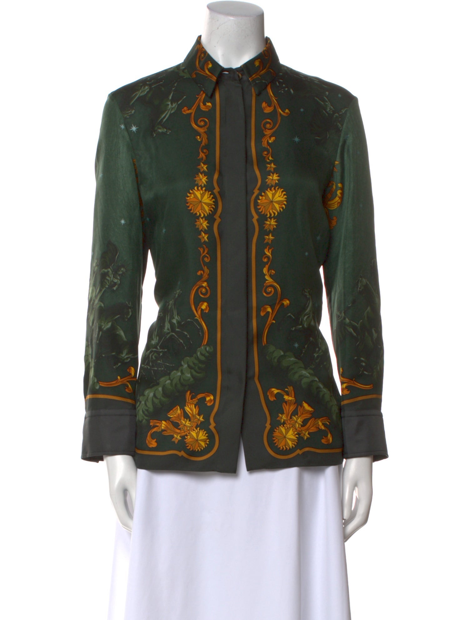 Hermès Silk Paisley Print Button-Up Top w/ Tags