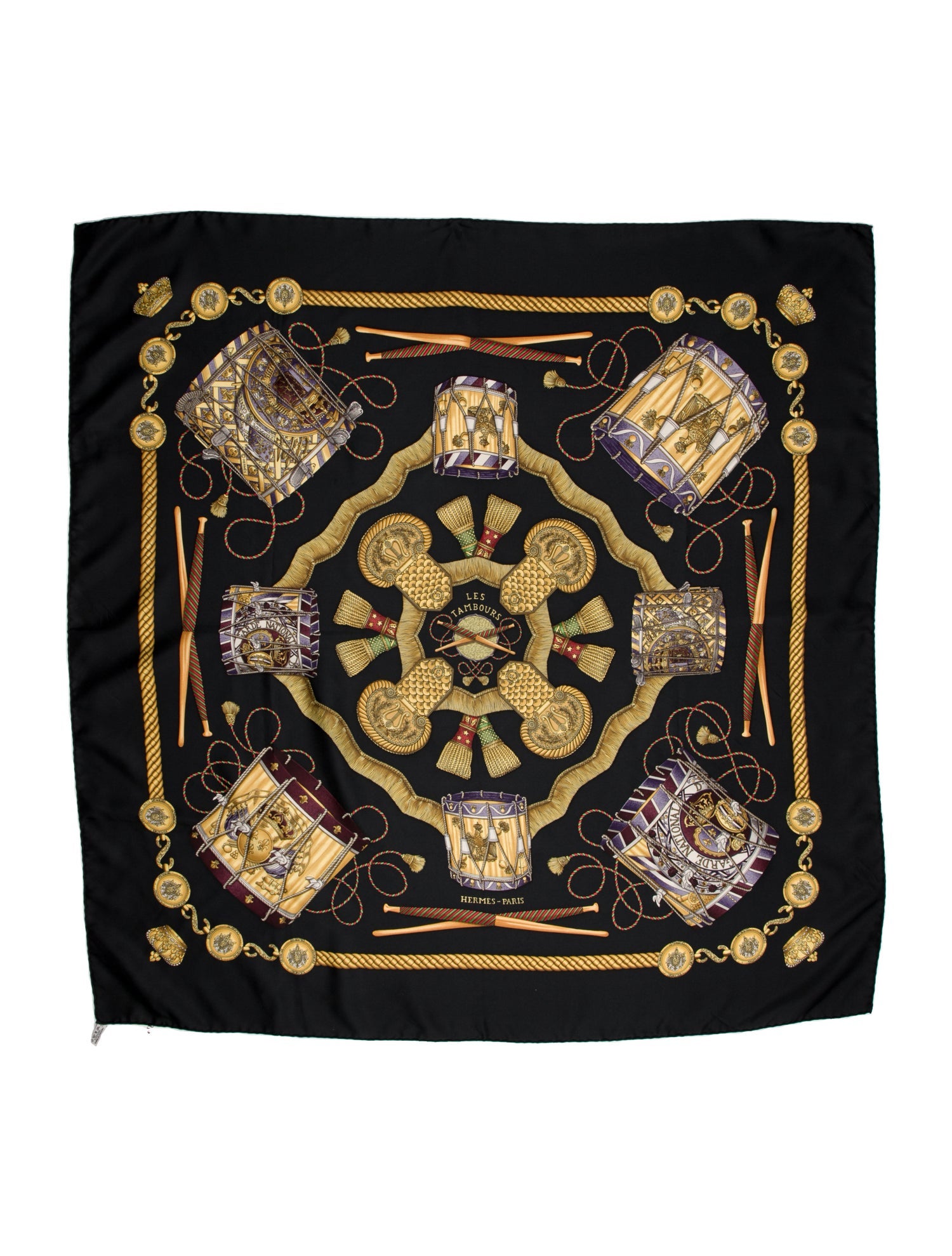 Hermès Les Tambours Silk Scarf