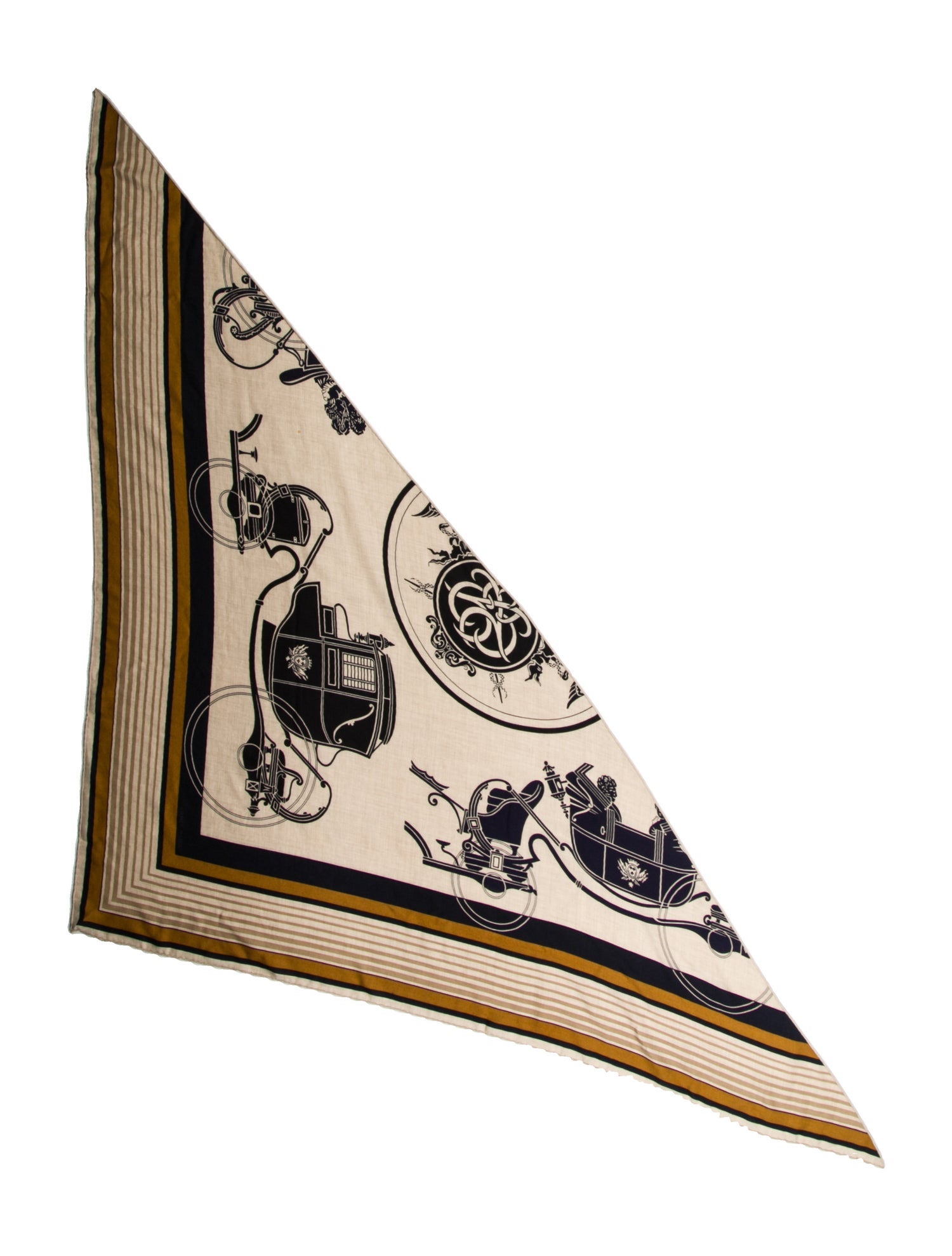 Hermès Ex-Libris Giant Cashmere Triangle Scarf