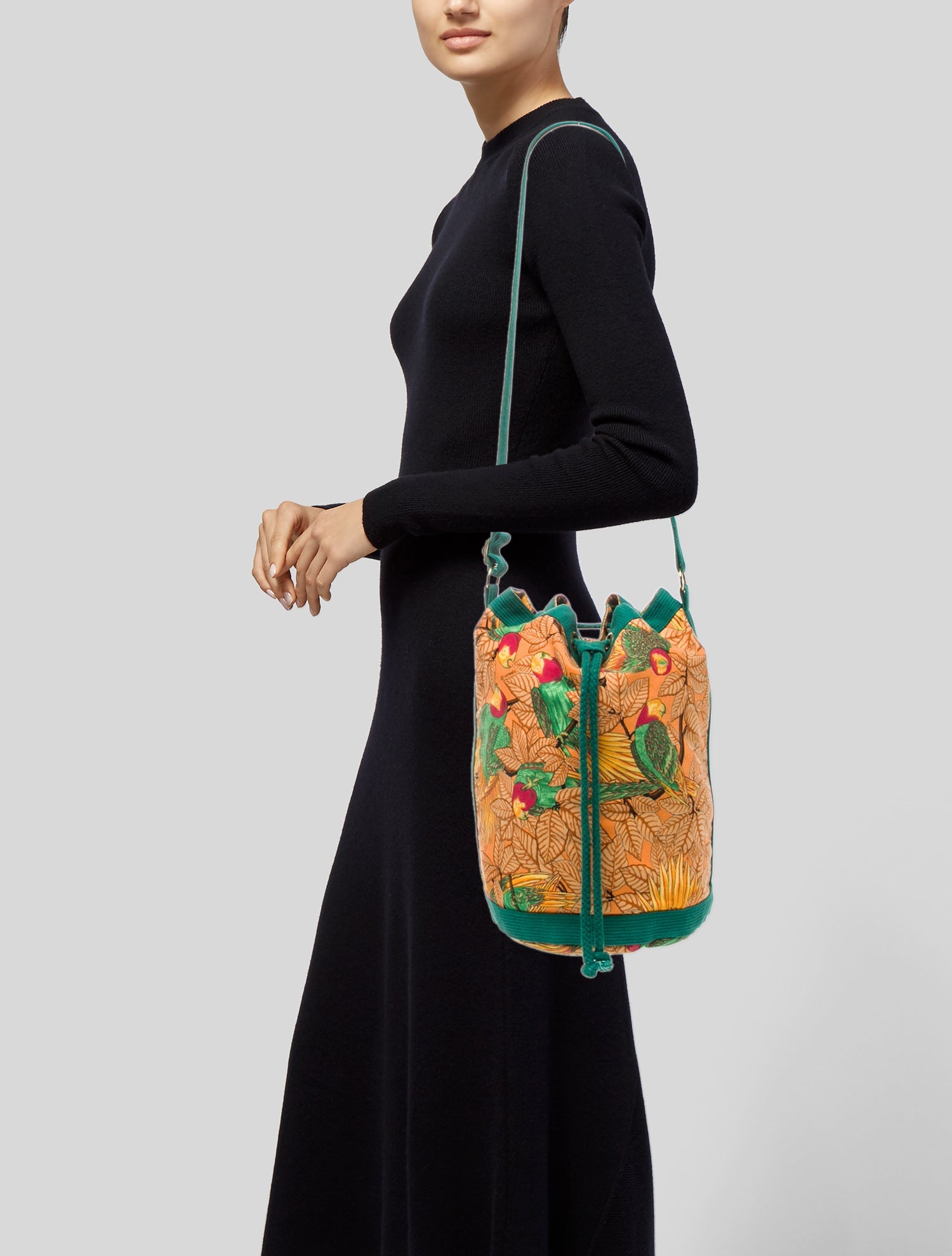 Hermès Les Perroquets Drawstring Bag