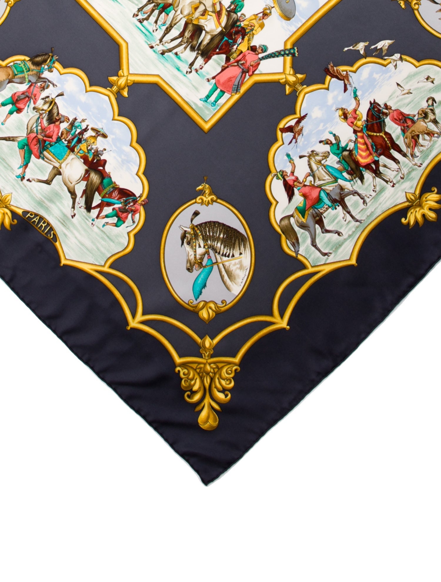 Hermès Les Chevaux des Moghols Silk Scarf
