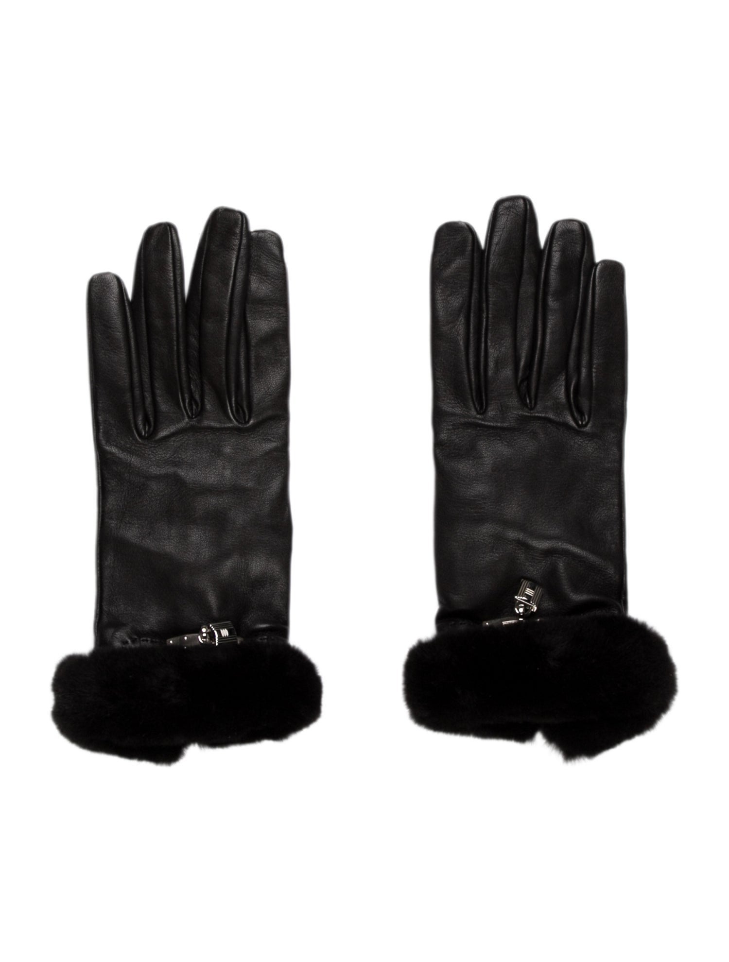Hermès Fur-Trimmed Leather Gloves