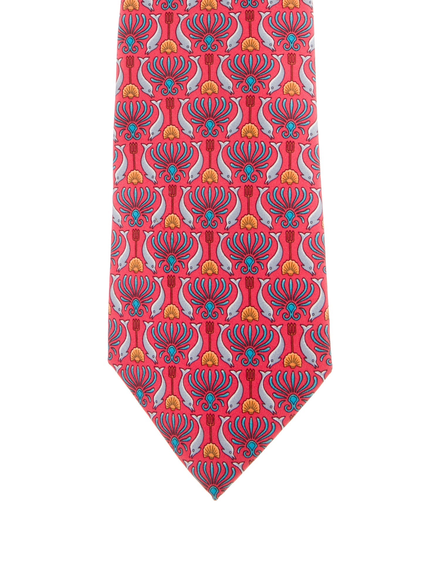 Hermès Red Pattern Silk Tie
