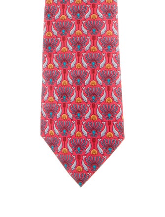Hermès Red Pattern Silk Tie