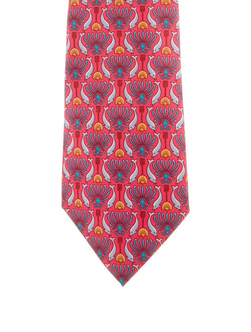 Hermès Red Pattern Silk Tie