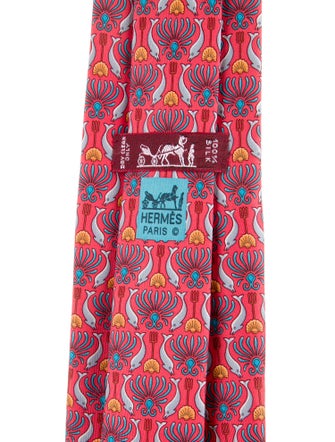 Hermès Red Pattern Silk Tie