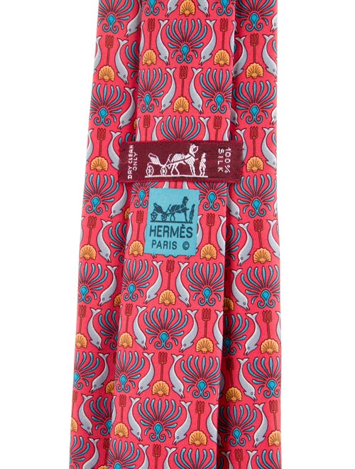 Hermès Red Pattern Silk Tie