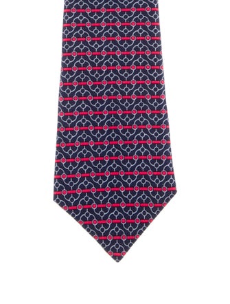 Hermès Blue Pattern Silk Tie