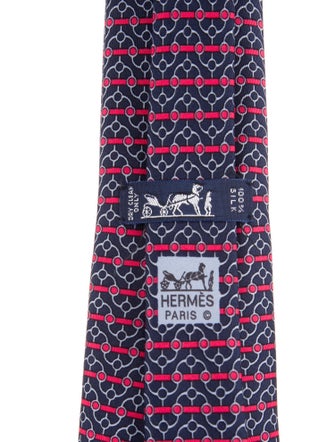 Hermès Blue Pattern Silk Tie