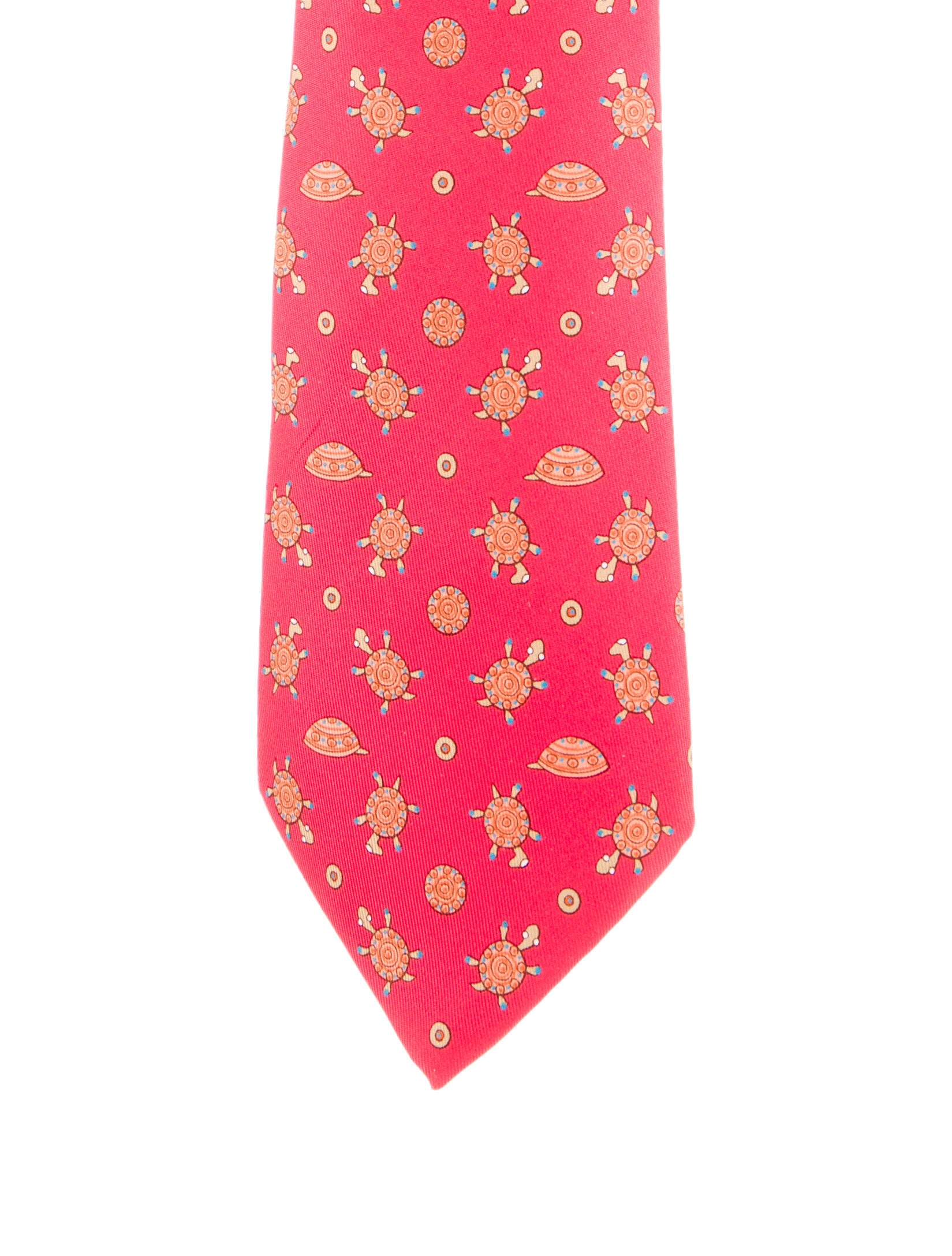 Hermès Red Pattern Silk Tie