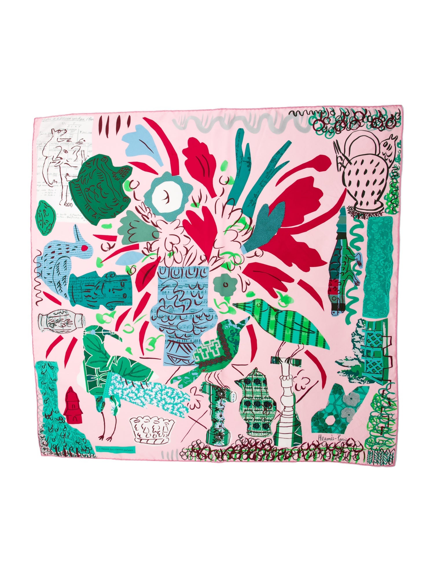 Hermès La Maison Des Oiseaux Parleurs Silk Scarf