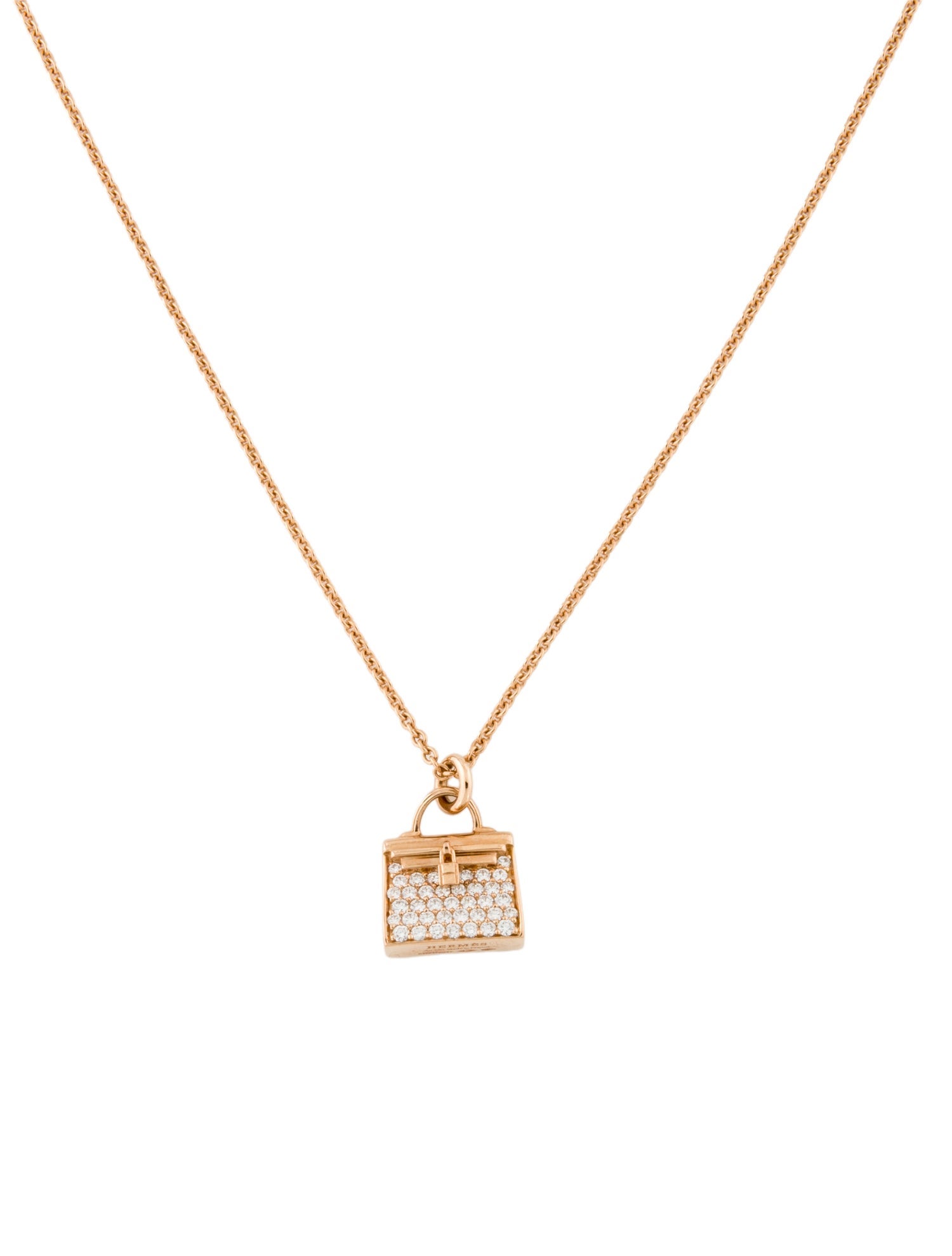 Hermès 18K Diamond Amulettes Kelly Pendant Necklace