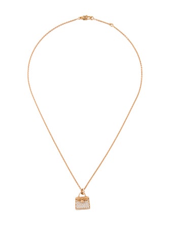 Hermès 18K Diamond Amulettes Kelly Pendant Necklace