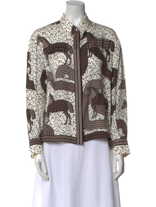 Hermès Silk Printed Button-Up Top