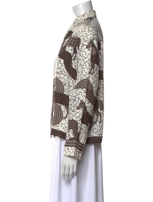 Hermès Silk Printed Button-Up Top