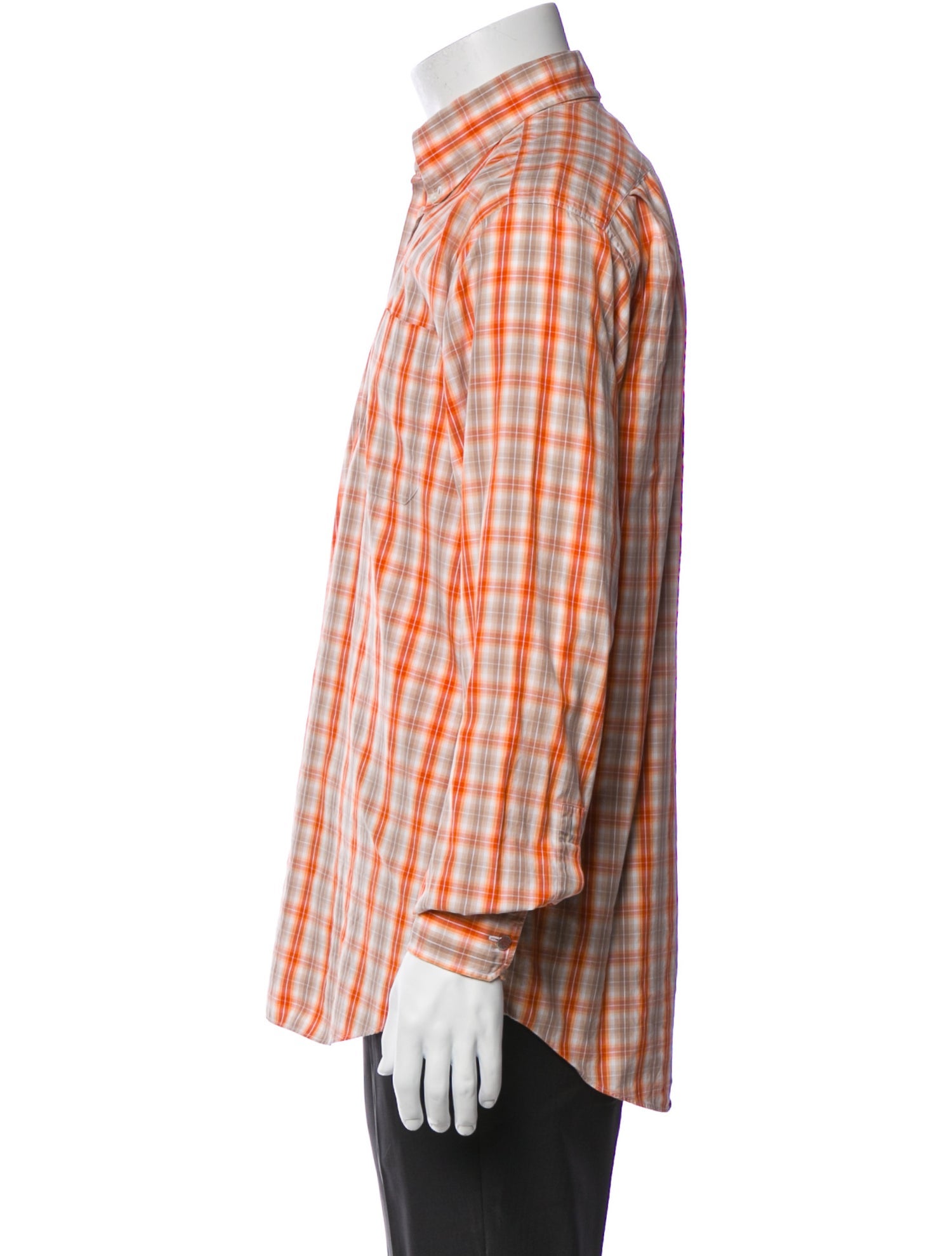 Hermès Plaid Print Long Sleeve Dress Shirt