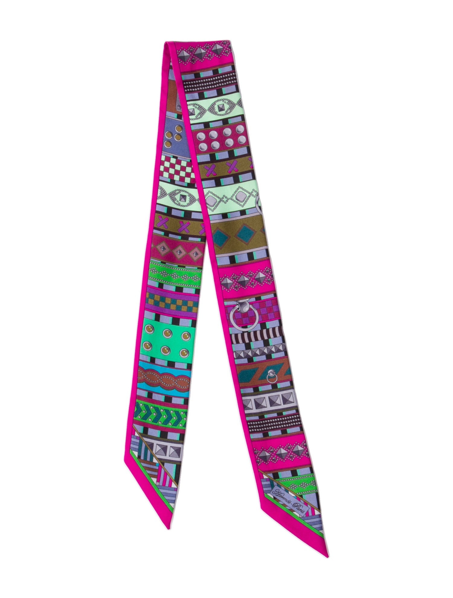 Hermès Colliers de Chiens Silk Twilly Scarf