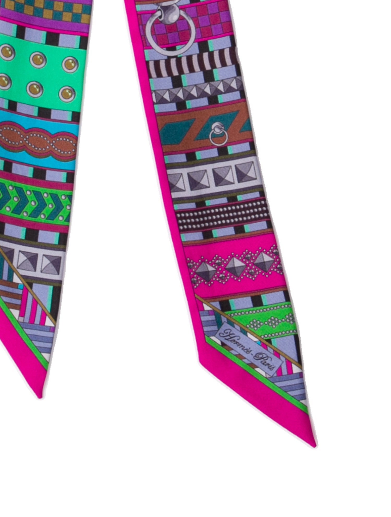 Hermès Colliers de Chiens Silk Twilly Scarf