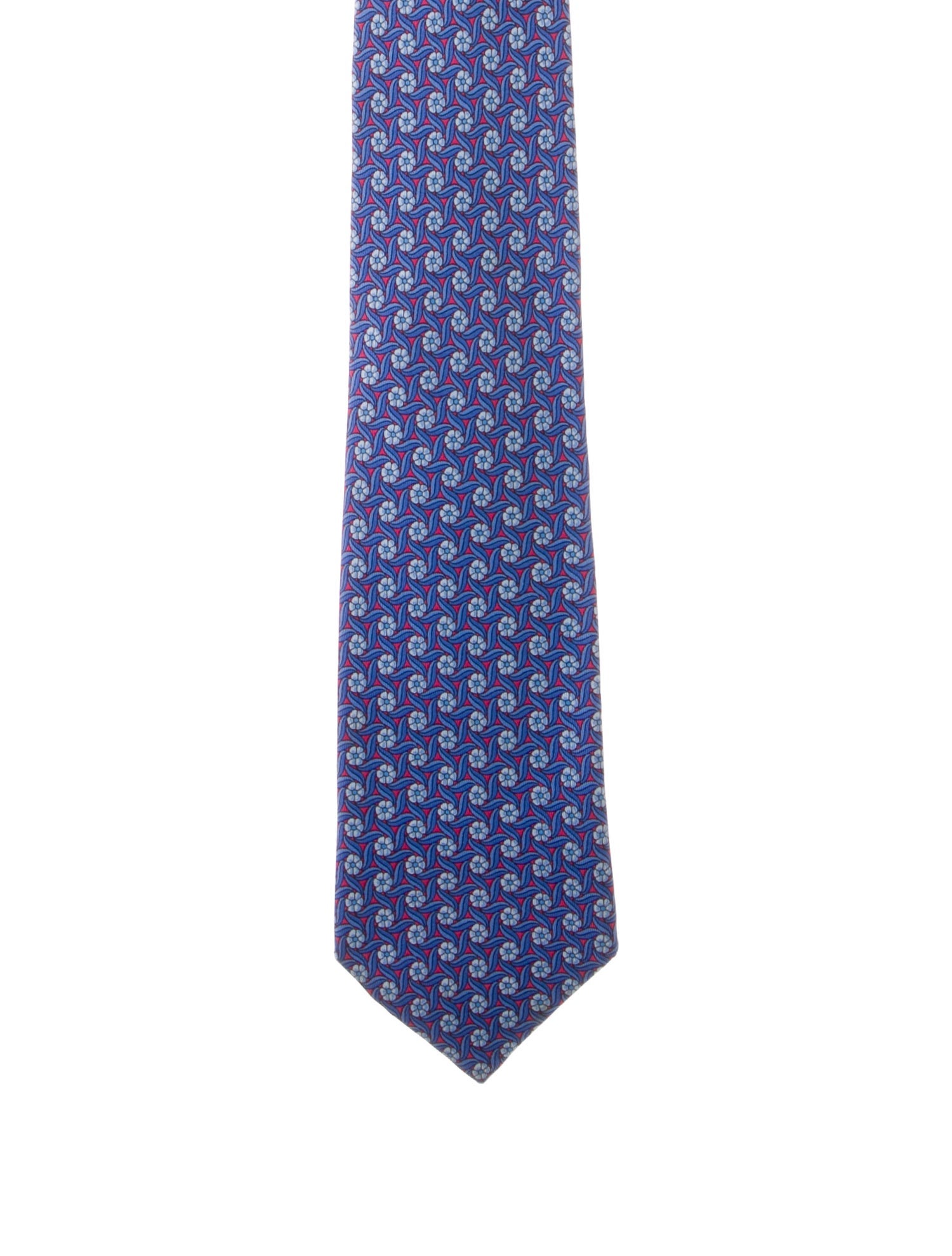 Hermès Blue Printed Silk Tie
