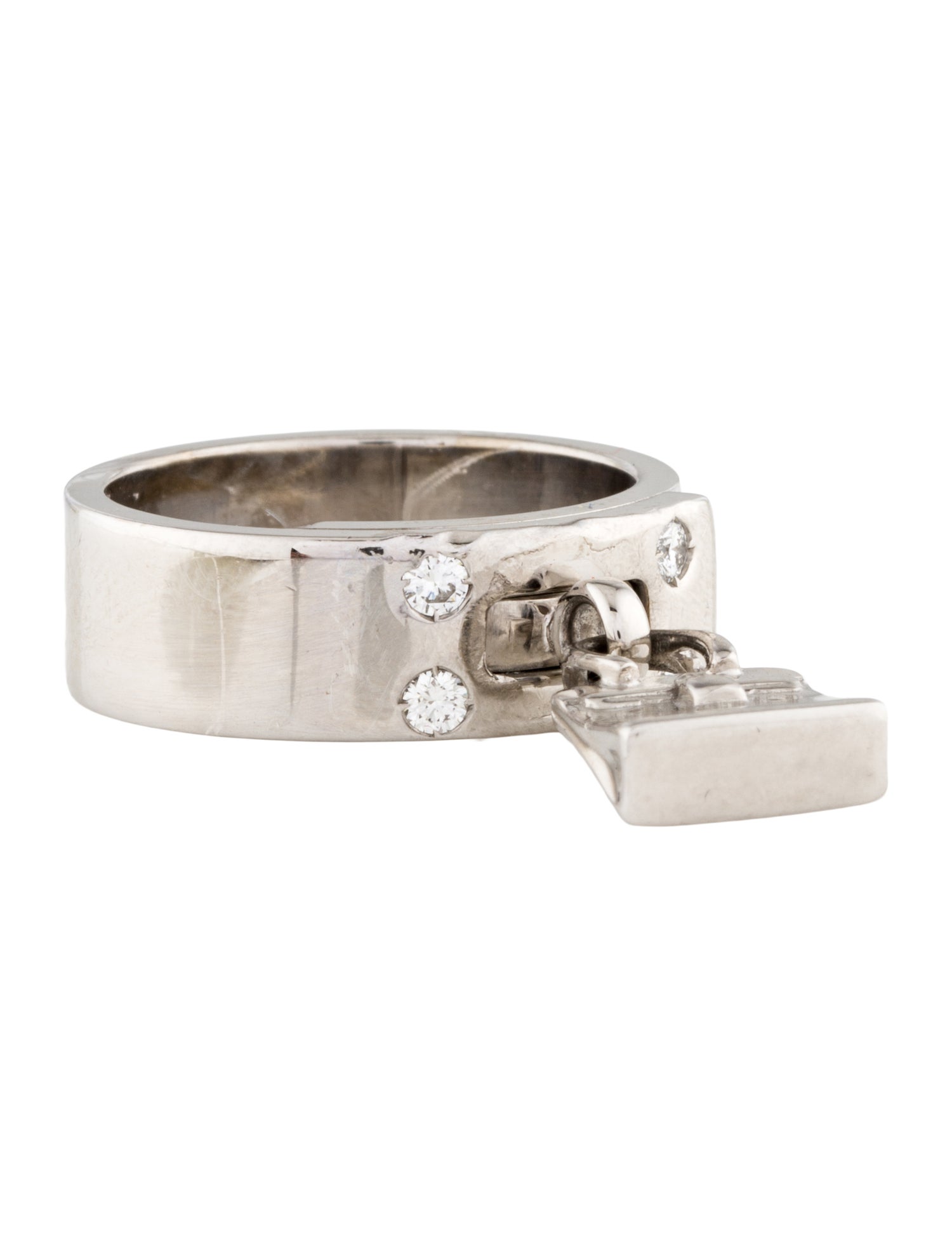 Hermès 18K Diamond Kelly Charm Ring