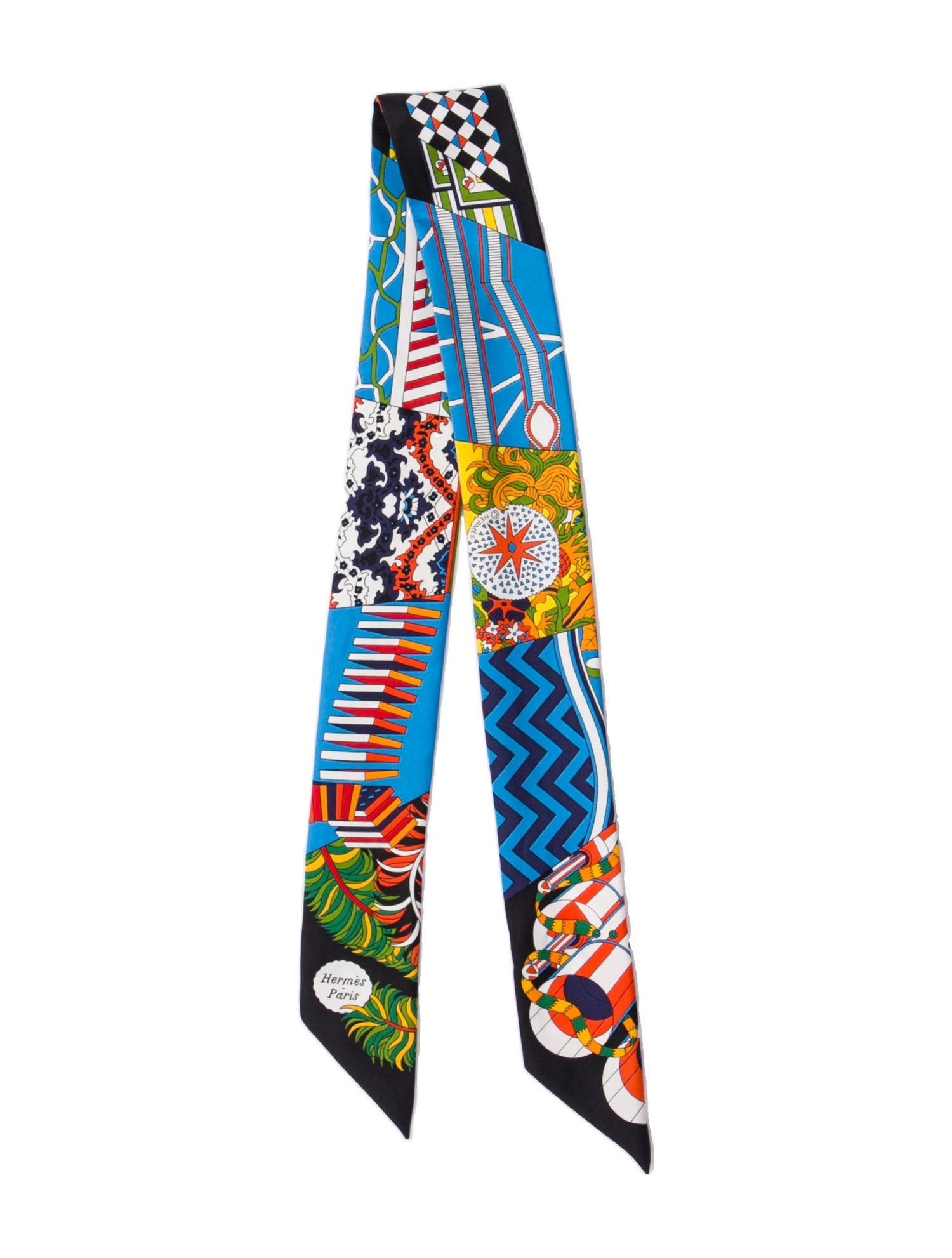 Hermès De l'Ombrelle aux Duels Silk Twilly Scarf