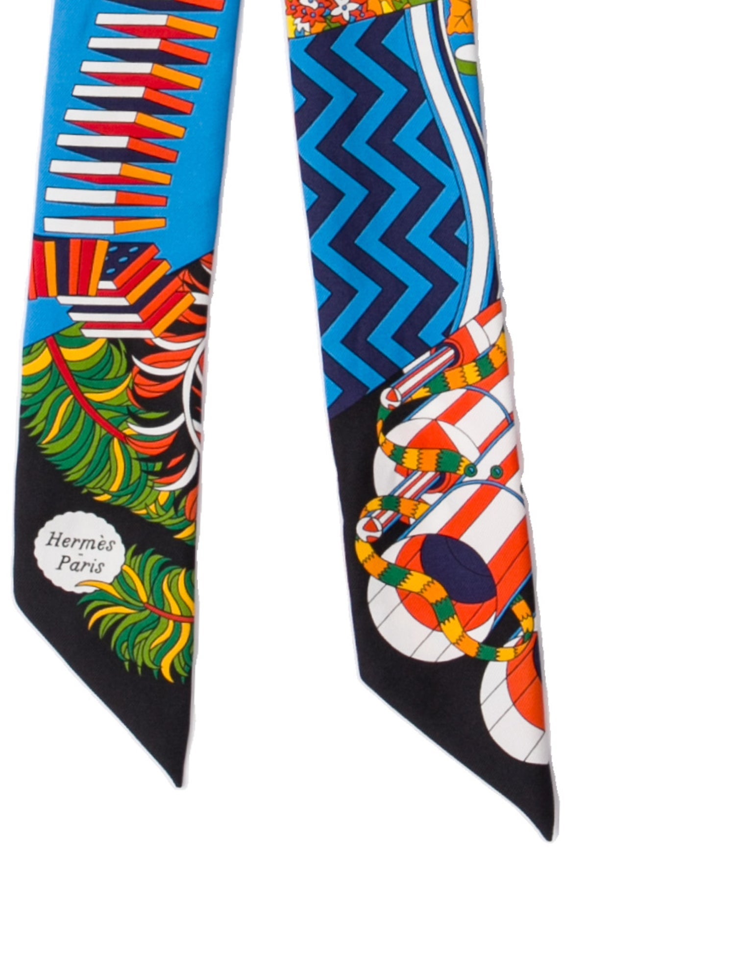 Hermès De l'Ombrelle aux Duels Silk Twilly Scarf