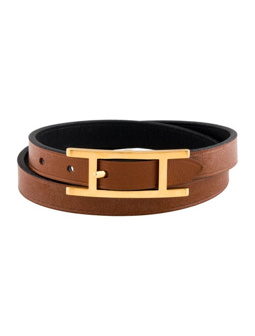 Hermès Leather Behapi Double Tour Wrap Bracelet
