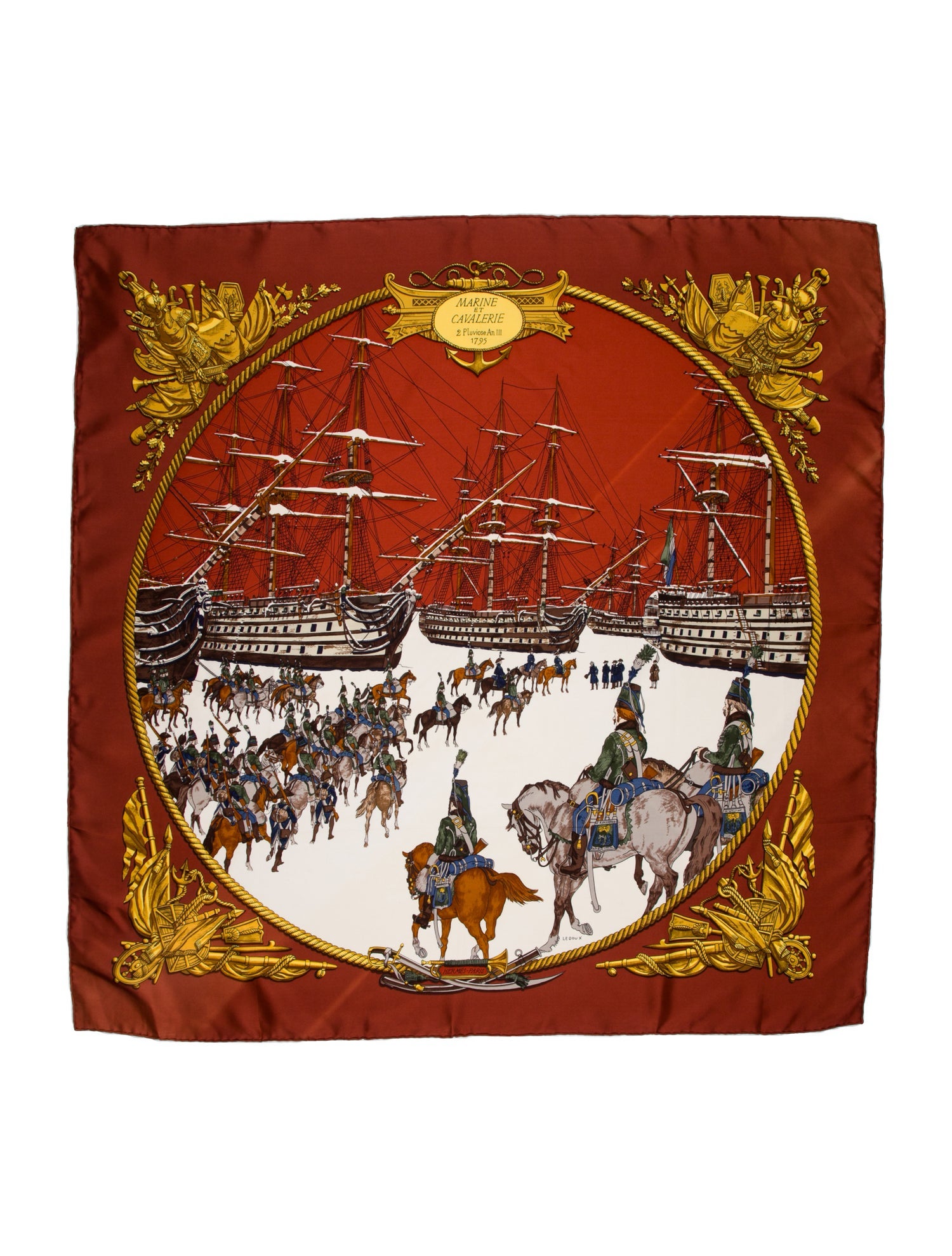 Hermès Marine Et Cavalerie Silk Scarf