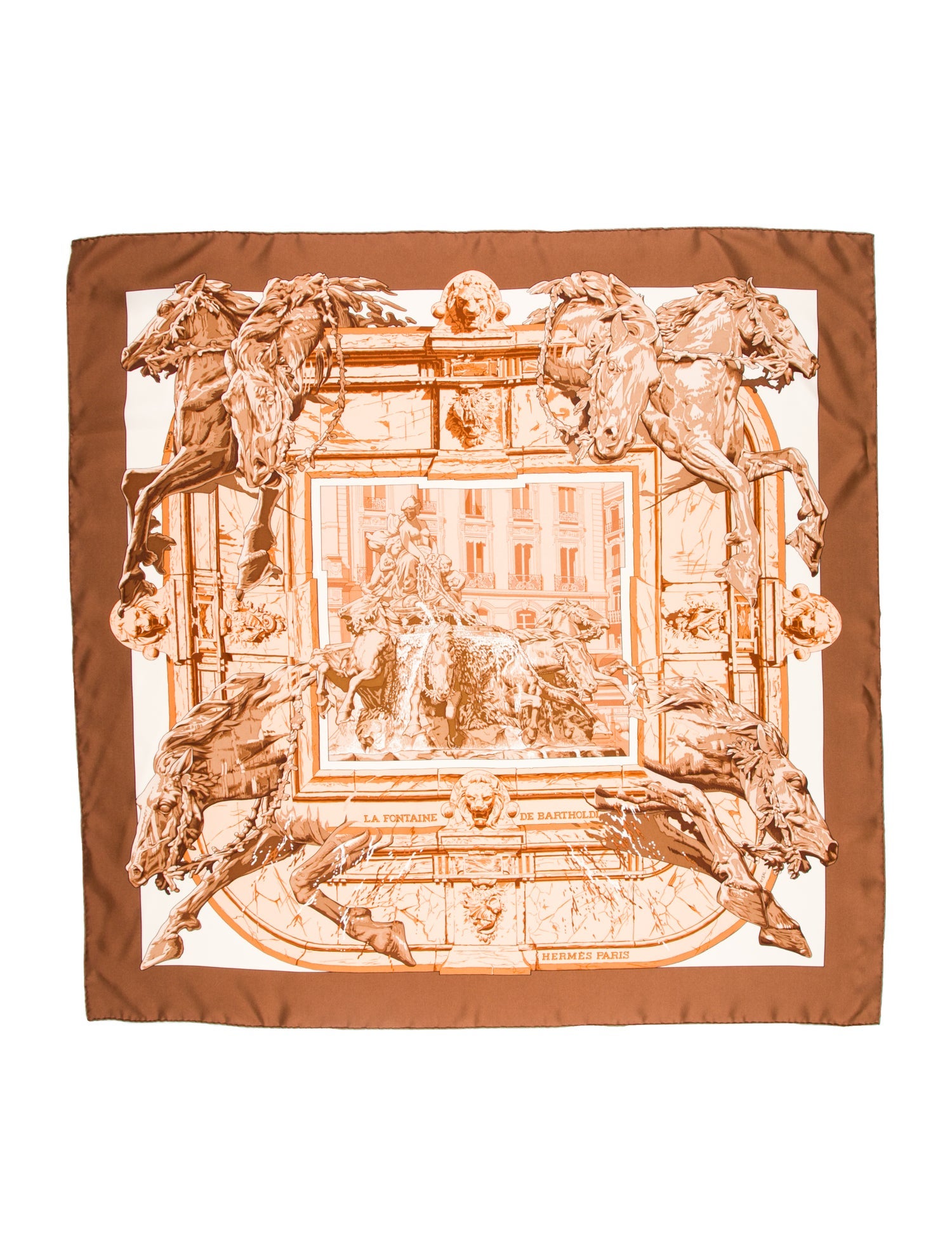Hermès La Fontaine de Bartholdi Silk Scarf