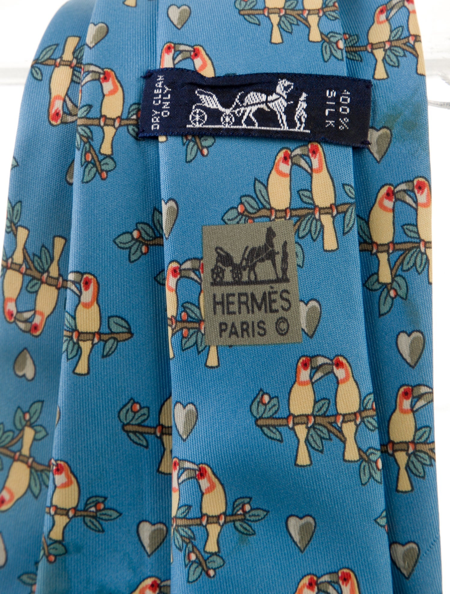 Hermès Silk Patterned Blue Tie