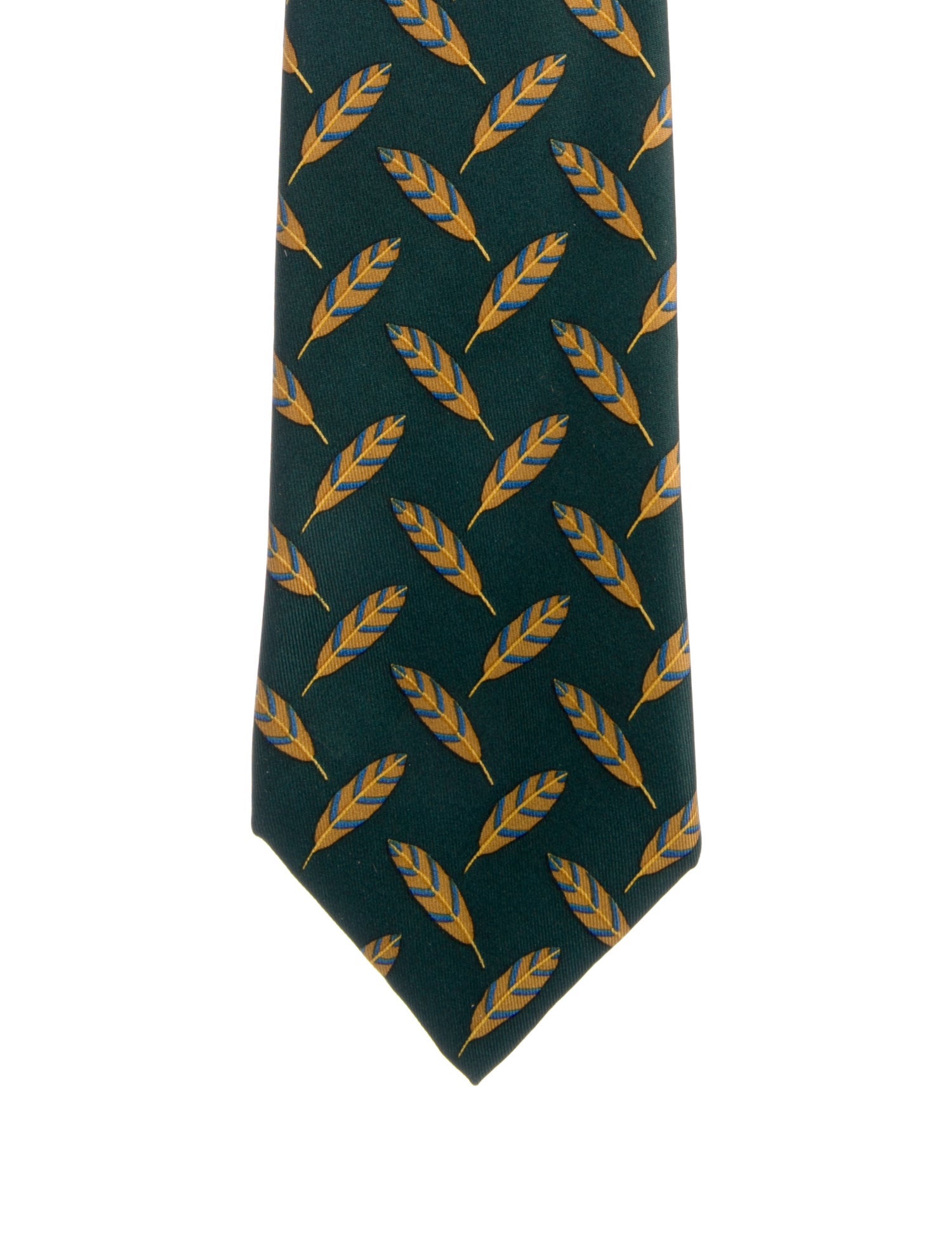 Hermès Feather Print Silk Tie