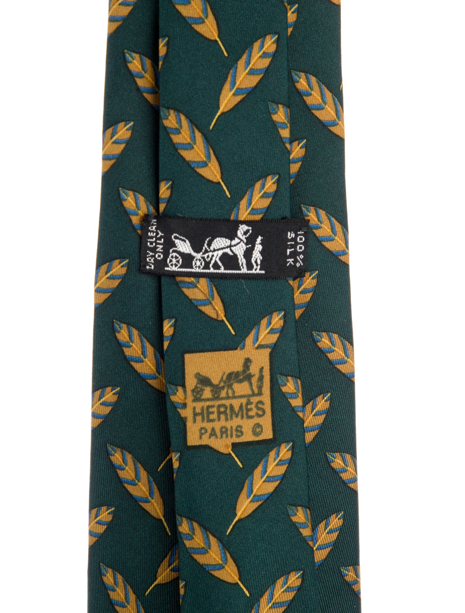 Hermès Feather Print Silk Tie