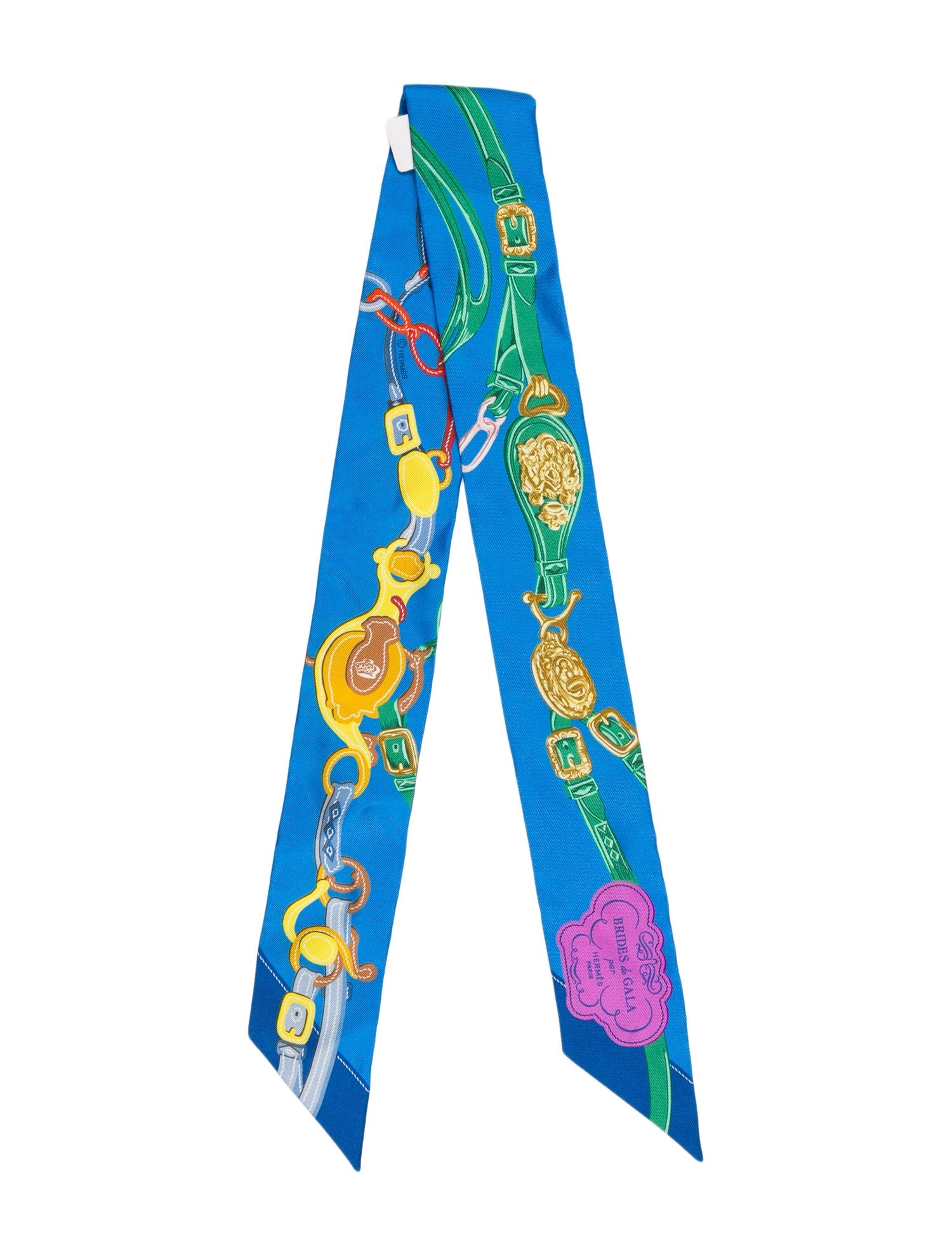 Hermès Brides de Gala Applique Pique Silk Twilly Scarf w/ Tags