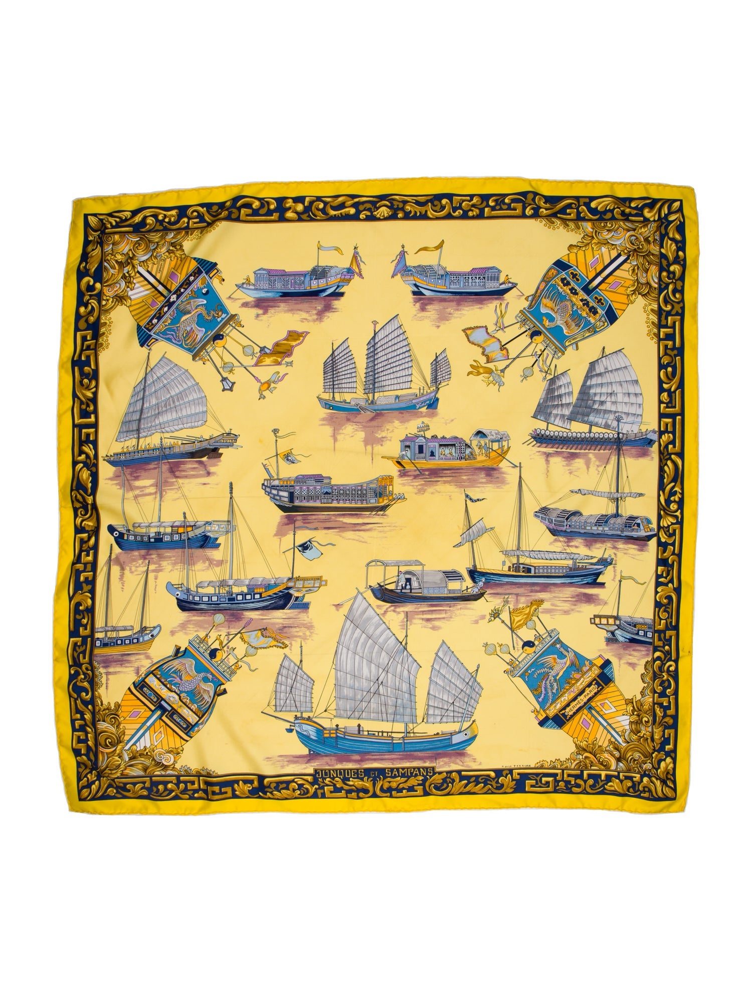 Hermès Jonques Et Sampans Silk Scarf