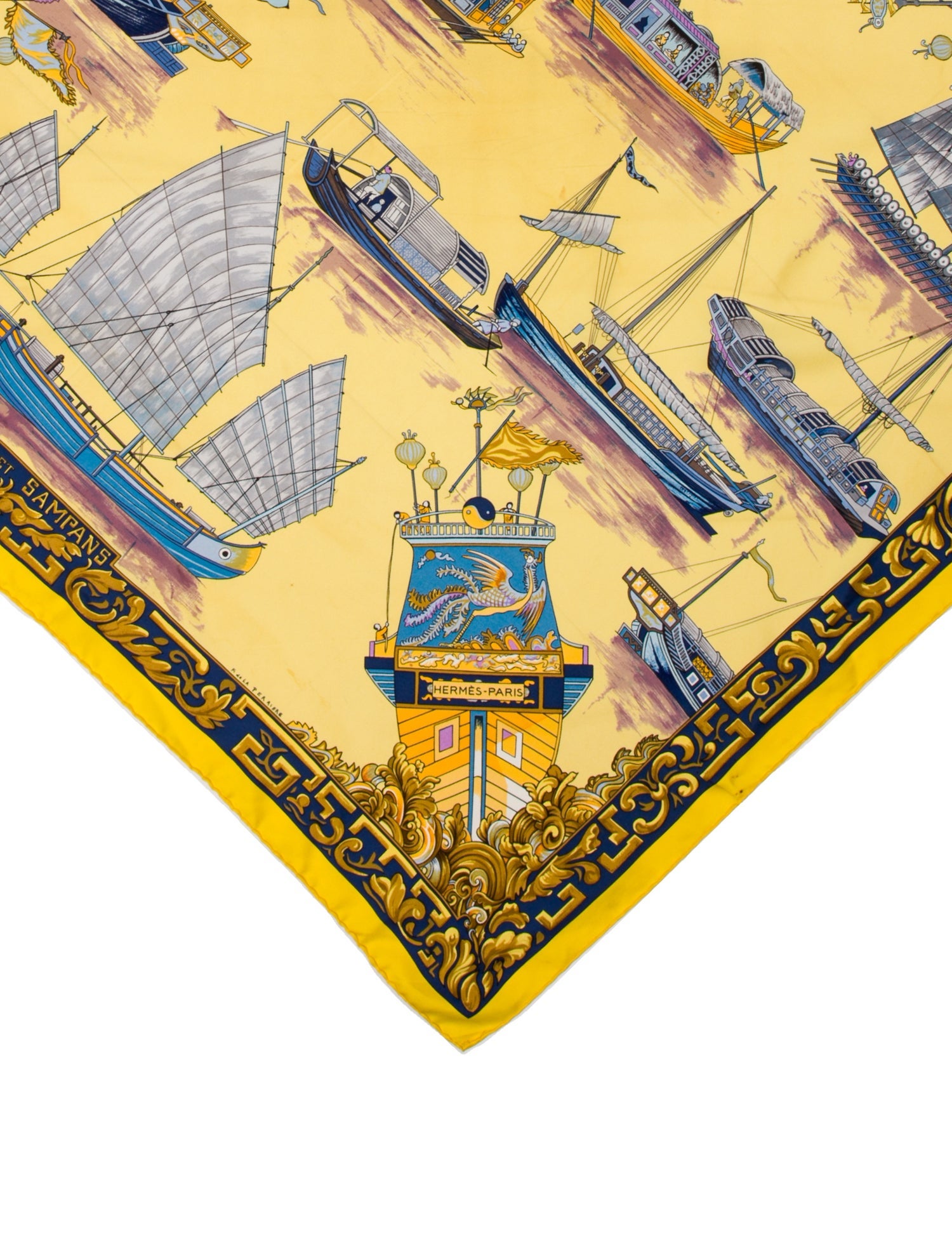Hermès Jonques Et Sampans Silk Scarf