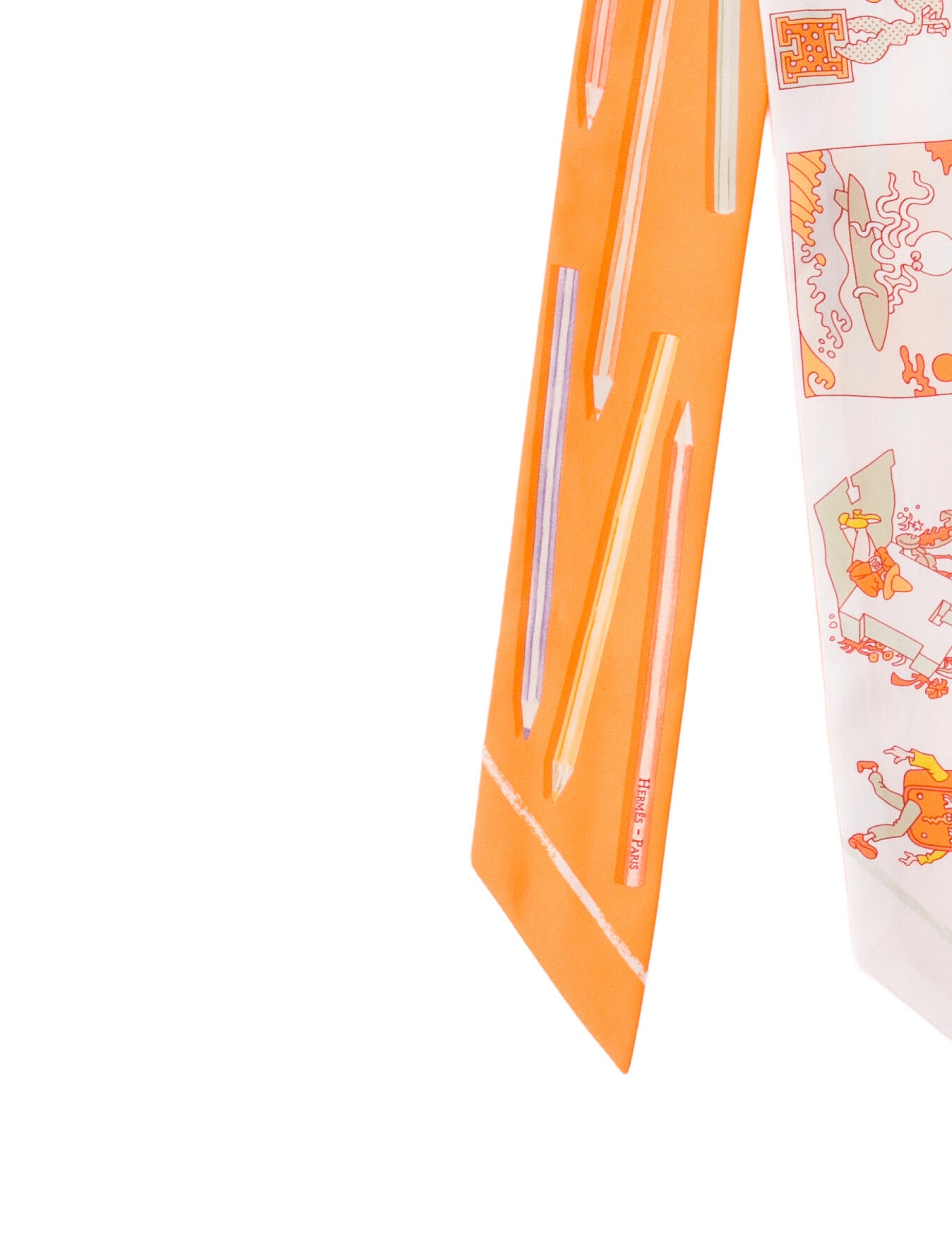 Hermès A Vos Crayons et Carre Libre Silk Twilly Scarf