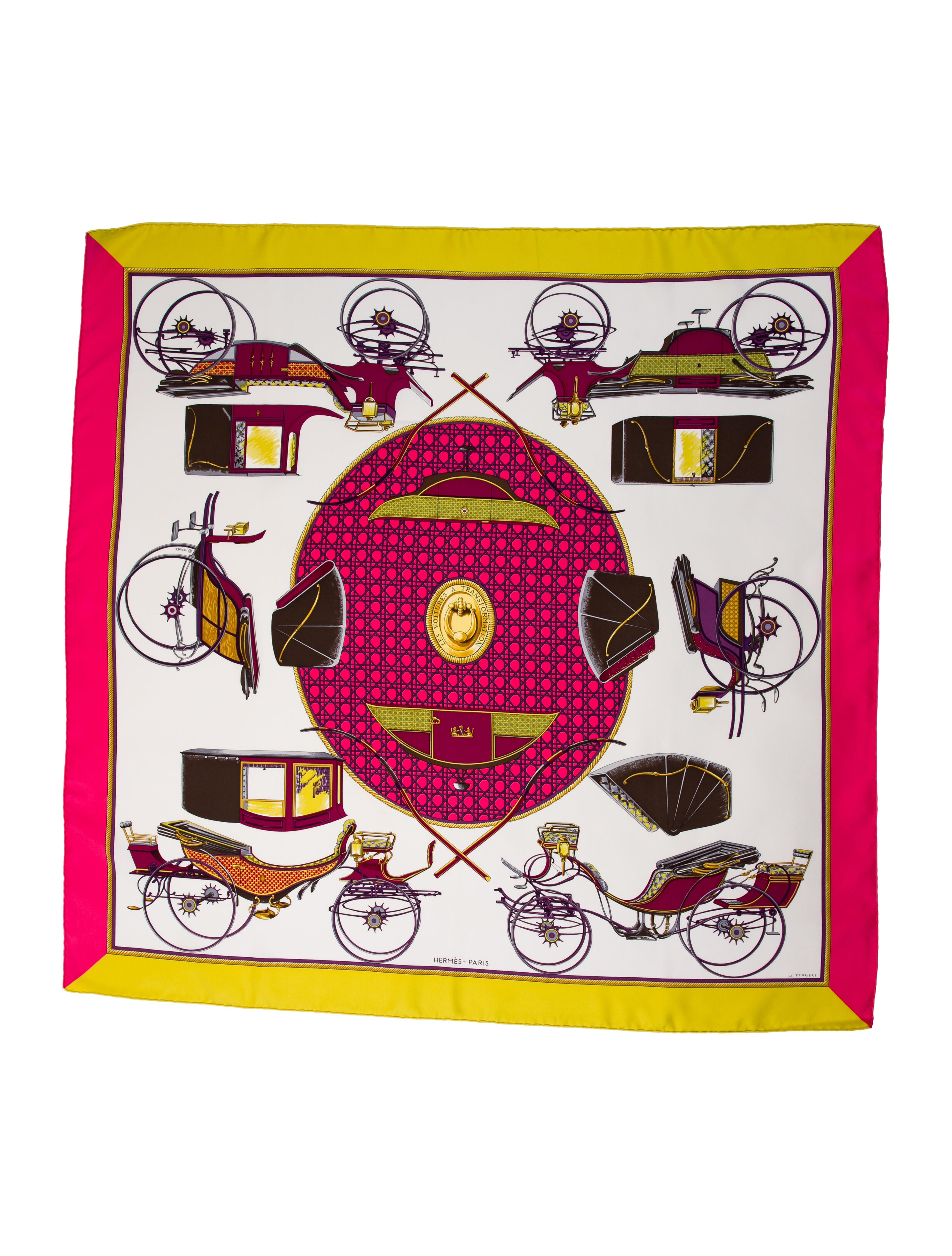 Hermès Les Voitures a Transformation Silk Scarf