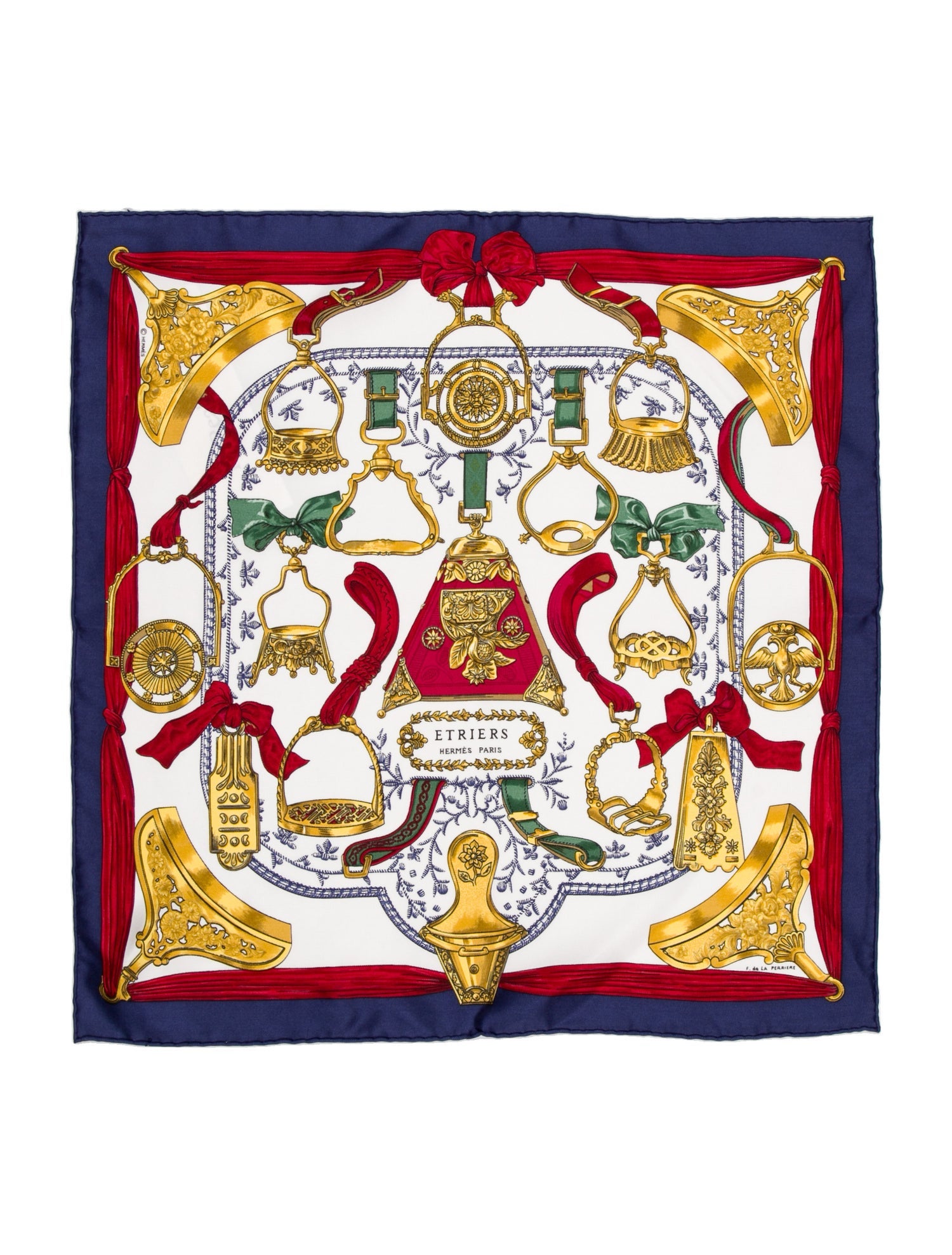 Hermès pattern silk pocket square